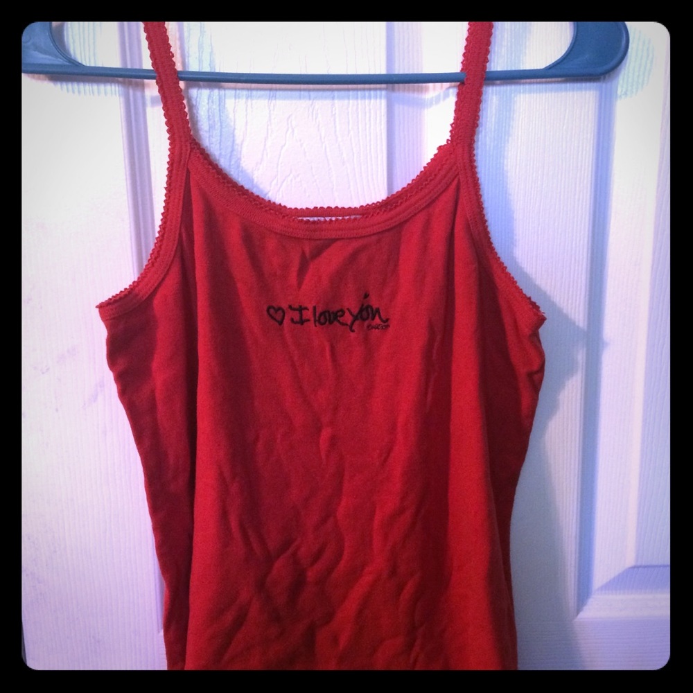 Red spaghetti strap tank top